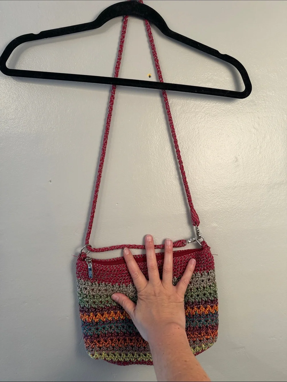The Sak Colorful Rainbow Woven Crochet Bag